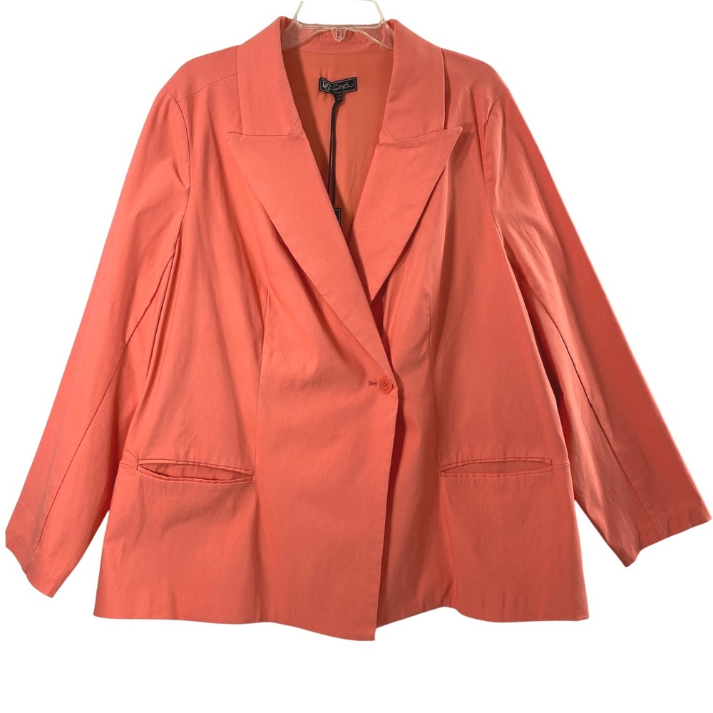 DQ2‎ Coral Womens Blazer Plus Size 2X Single Button Lapel Collar Lightweight